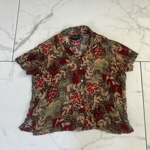 Requirements Tropical Print Shirt with Red and Green